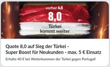 Türkei steigt auf vs Portugal Quote 8 bei BildBet