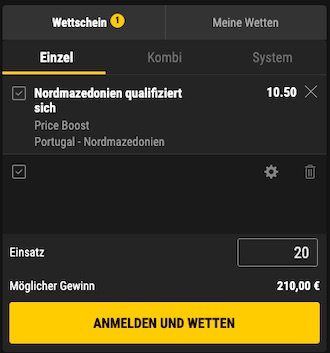 Nordmazedonien qualifiziert sich zur WM - bwin price Boost