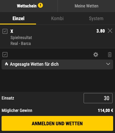 Bwin Real Madrid gegen Barcelona Unentschieden Wette