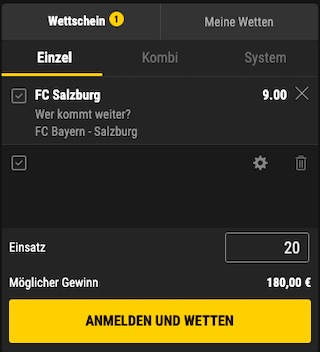 Bayern Salzburg - bwin Salzburg Aufstieg Quote