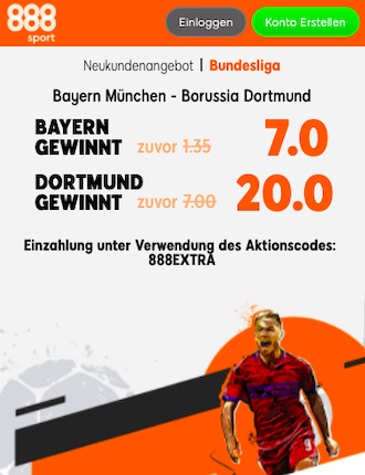 Bayern vs Dortmund Topquoten 888sport