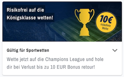 Admiralbet Champions league Wette ohne Risiko