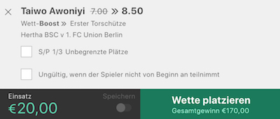 Bet365 Quoten Boost Hertha - Union