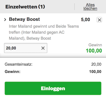 Betway Boost Coppa Italia Wetten