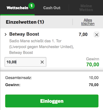 Betway Boost Liverpool Mane