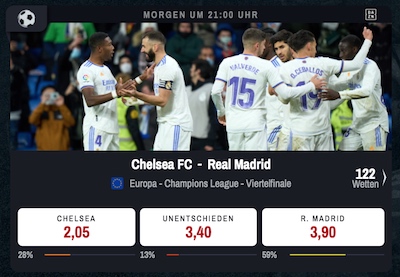 Chelsea - Madrid Winamax Quoten CL