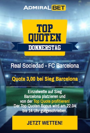Real Sociedad Barcelona Topquote bei ADMIRALBET