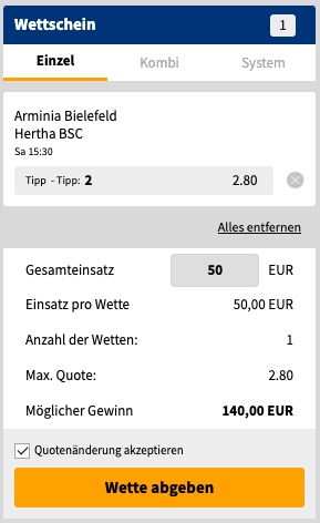 Arminia Hertha Quoten Bet3000