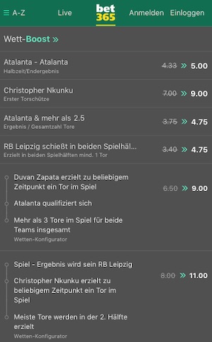 Atalanta Leipzig Quoten bet365