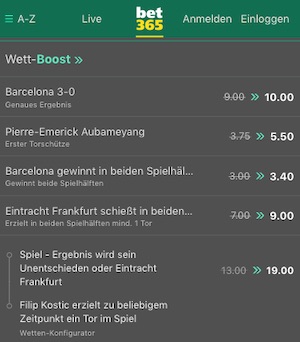 Barcelona Frankfurt Wett Boosts bet365