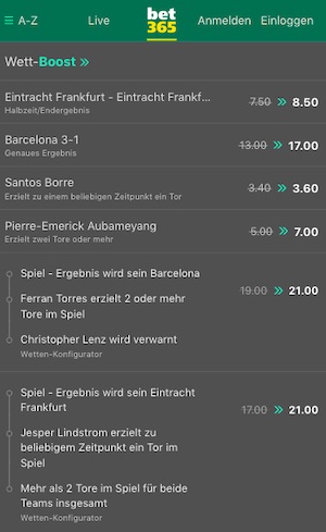 Frankfurt Barcelona Wett Boost bet365