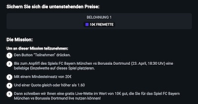 Bayern Dortmund Betano Details