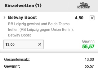 RB Leipzig vs Union Berlin Boost Betway