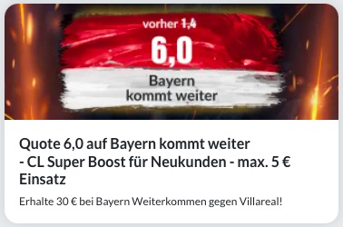 BildBet Bayern Quotenboost vs Villarreal