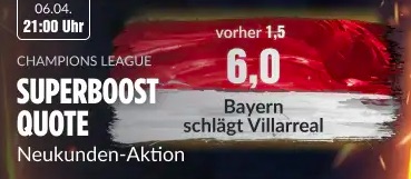Villarreal Bayern Super Boost bei BildBet