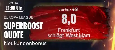 BildBet Frankfurt Quotenboost vs West Ham