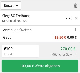 DFB Pokal Sieg Quote Freiburg