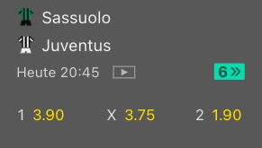 Sassuolo Juve Quoten bet365