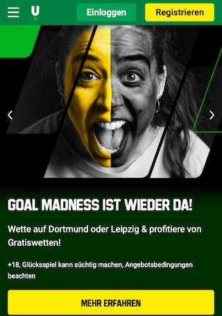 Goal Madness bei Unibet zu Dortmund vs Leipzig