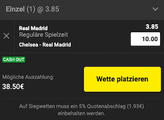 Chelsea gegen Real Madrid Quoten bei Unibet