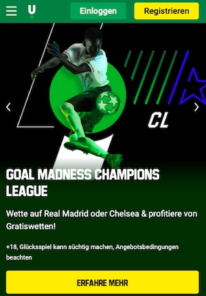 Real Madrid vs Chelsea 5€ pro Tor bei Unibet