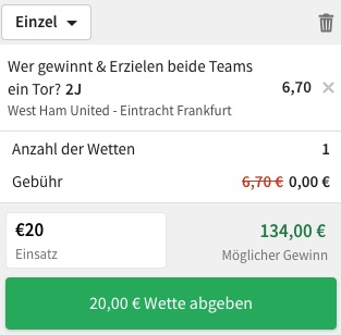 Tipico West Ham vs Frankfurt Quoten