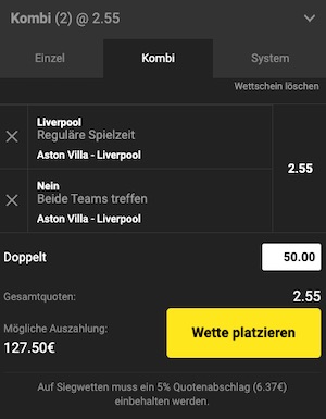 Unibet Aston Villa Liverpool Tipp