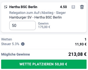 Hertha Aufstieg Quote Betano