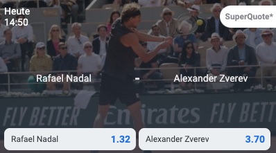 Wer gewinnt? Nadal oder Zverev im French Open Halbfinale - Betano hat die Quoten