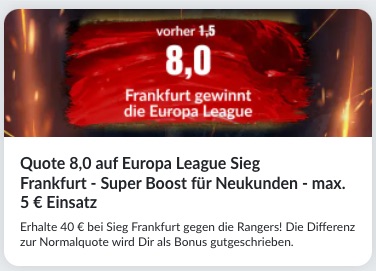 Frankfurt gewinnt die Europa League bei BildBet