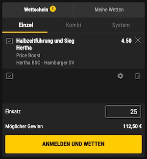 Hertha Hamburger SV Quoten bwin