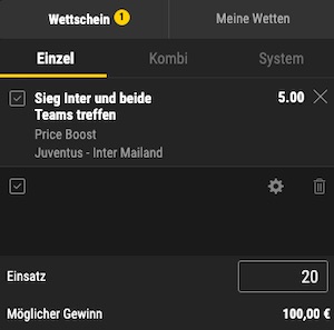 Bwin Price Boost Juve Inter