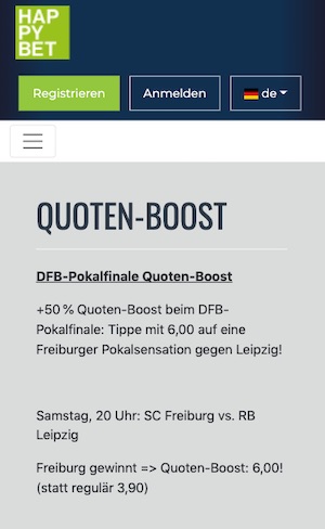 Happybet DFB Pokal Finale Quotenboost
