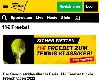 French Open FreeBet bei Interwetten