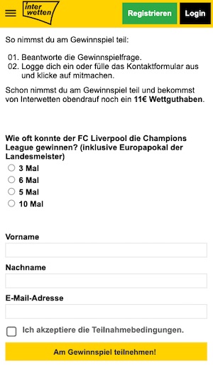 Interwetten Liverpool Gewinnspiel zum CL Finale