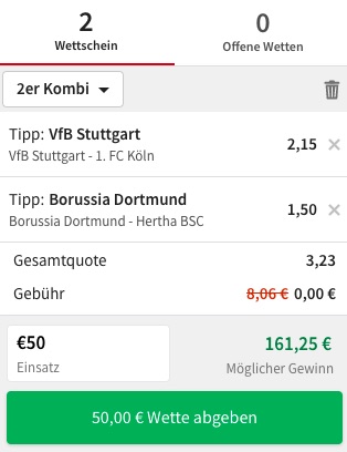 Stuttgart Dortmund Kombiwette Tipico Spieltag 34