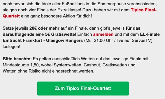 Finalquartett bei Tipico