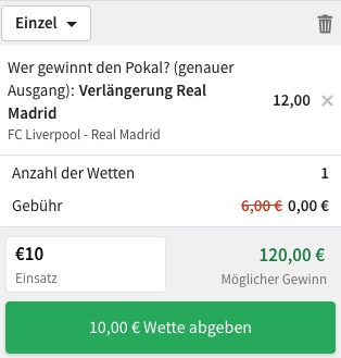 Champions League Sieger Real Madrid Quote Tipico