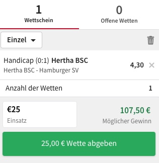 Relegation Wettschein Hertha Sieg bei Tipico