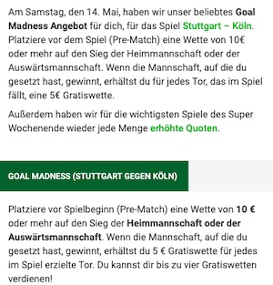Unibet Stuttgart Köln Goal Madness