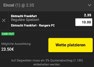 Unibet SGE Rangers Wette