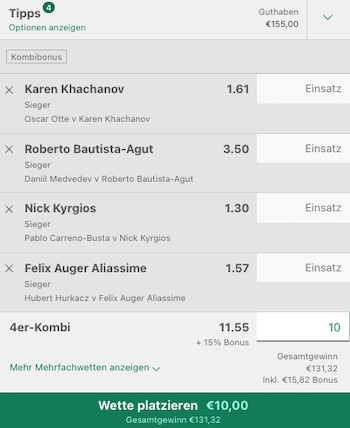 bet365 Wettschein zum ATP Halle