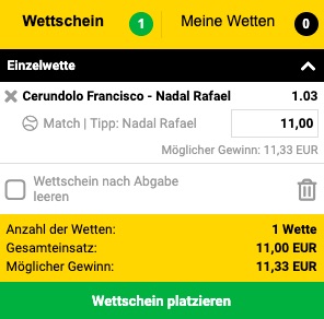 Interwetten Nadal Wimbledon Wette in Runde 1