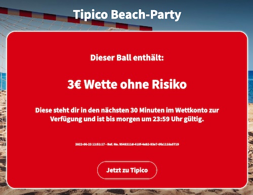 3€ Wette ohne Risiko bei Tipico