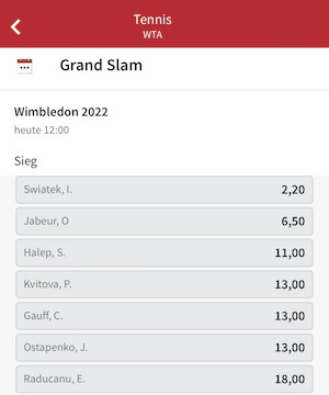 tipico wimbledon damen quoten