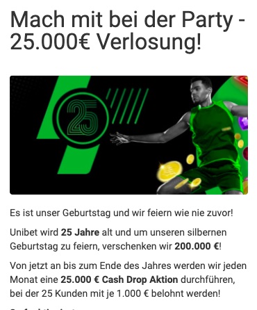 Unibet 25.000 Euro Verlosung