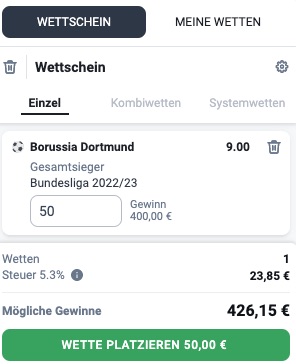 Borussia Dortmund Meister Tipp bei Betano