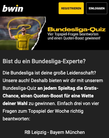 bwin Quiz zur Bundesliga