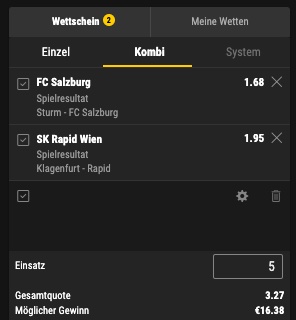 bwin Wettschein österreichische Liga 