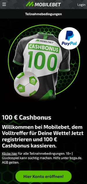 100€ Bonus bei Mobilebet